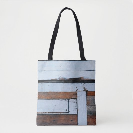 Witte en bruine houten plaat tote bag (Voorkant)