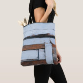 Witte en bruine houten plaat tote bag (Dichtbij)