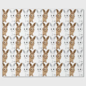 Witte en bruine konijnen cadeaupapier (Vlak)