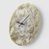 Witte en bruine marmer Golden Roman Numerals Grote Klok (Hoek)