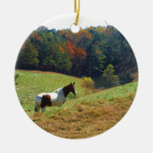 Witte en bruine paarden, Autumn vijver Keramisch Ornament (Voorkant)