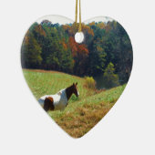 Witte en bruine paarden, Autumn vijver Keramisch Ornament (Rechts)