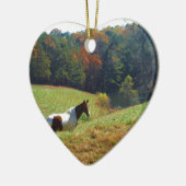 Witte en bruine paarden, Autumn vijver Keramisch Ornament (Links)