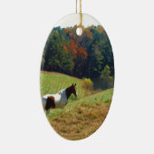 Witte en bruine paarden, Autumn vijver Keramisch Ornament (Rechts)