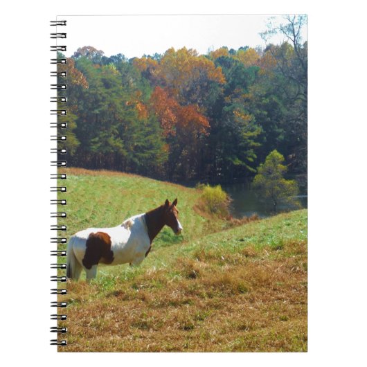 Witte en bruine paarden, Autumn vijver Notitieboek (Voorkant)