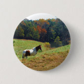 Witte en bruine paarden, Autumn vijver Ronde Button 5,7 Cm (Voorkant)