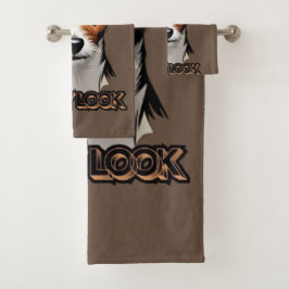 Witte en bruine Terriër Hoofd Portret Bad Handdoek