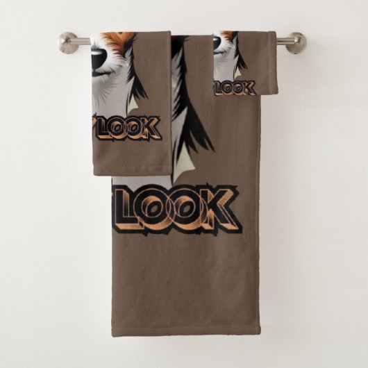 Witte en bruine Terriër Hoofd Portret Bad Handdoek (Insitu)