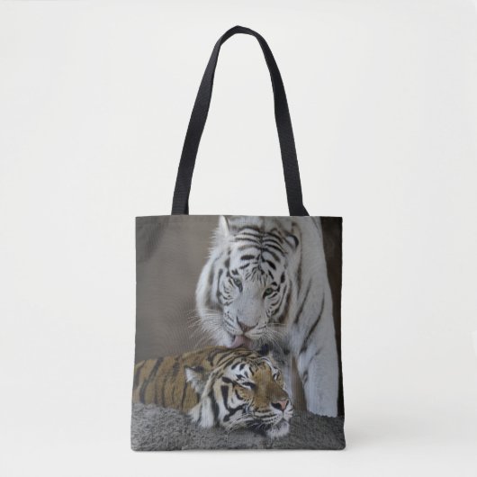 Witte en bruine tijgers die rusten tote bag (Voorkant)