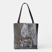 Witte en bruine tijgers die rusten tote bag (Achterkant)