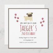 Witte en bruine uitnodiging voor de verjaardag van (Voorkant / Achterkant)