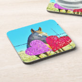 Witte en bruine Valentijn Drankjes Onderzetter (Linkerzijde)