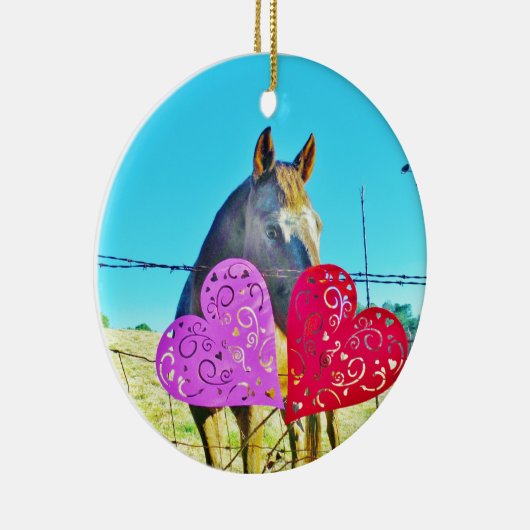 Witte en bruine Valentijn Keramisch Ornament (Rechts)