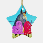 Witte en bruine Valentijn Keramisch Ornament (Rechts)