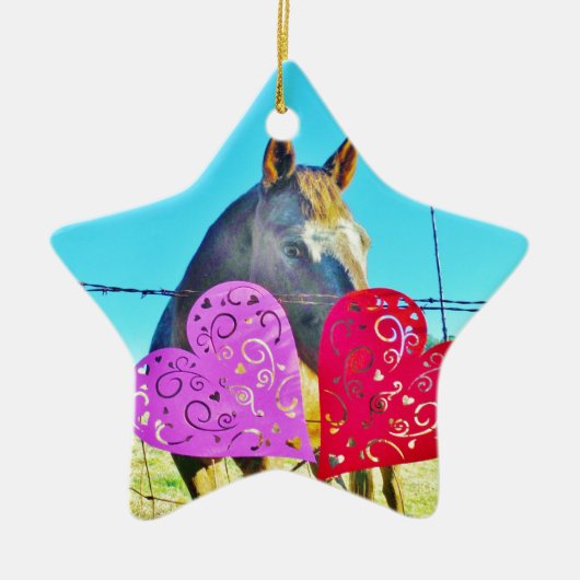 Witte en bruine Valentijn Keramisch Ornament (Voorkant)