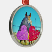 Witte en bruine Valentijn Metalen Ornament (Rechts)