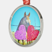 Witte en bruine Valentijn Metalen Ornament (Links)