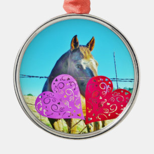 Witte en bruine Valentijn Metalen Ornament