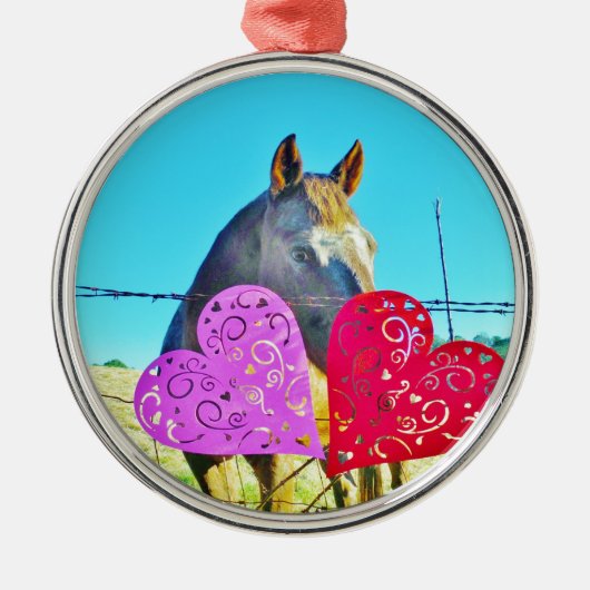 Witte en bruine Valentijn Metalen Ornament (Voorkant)