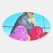 Witte en bruine Valentijn Ovale Sticker (Voorkant)