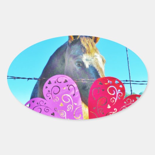 Witte en bruine Valentijn Ovale Sticker (Voorkant)