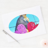 Witte en bruine Valentijn Ovale Sticker (Envelop)