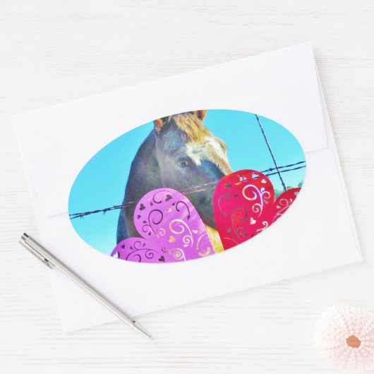 Witte en bruine Valentijn Ovale Sticker (Envelop)