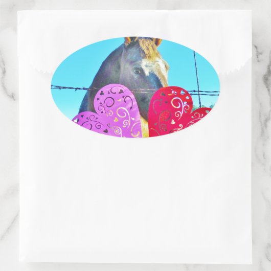 Witte en bruine Valentijn Ovale Sticker (Tas)