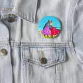 Witte en bruine Valentijn Ronde Button 5,7 Cm (In situ)