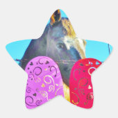 Witte en bruine Valentijn Ster Sticker (Voorkant)