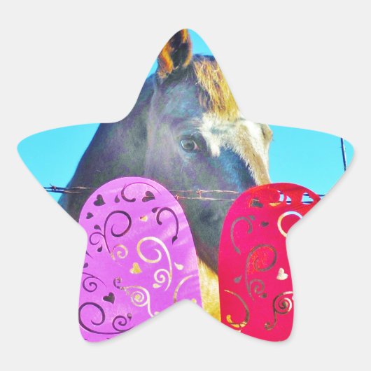 Witte en bruine Valentijn Ster Sticker (Voorkant)