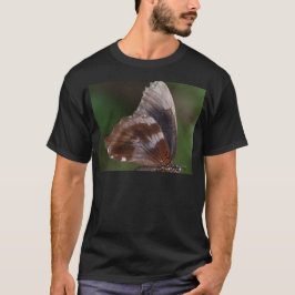 Witte en bruine vlinder op rode bloem t-shirt