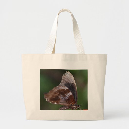 Witte en bruine vlinder op rode ventilator grote tote bag (Voorkant)