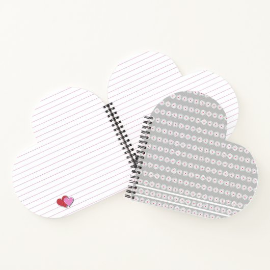 Witte en cerise roze daisy bloemen in strepen notitieboek (Binnen)