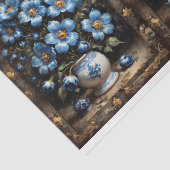 Witte en cerulean bloemen voor 2 deurkast tissuepapier (Detail)