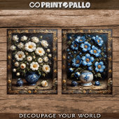 Witte en cerulean bloemen voor 2 deurkast tissuepapier