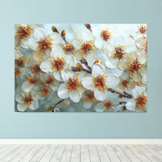 Witte en Crème Bloesems met Oranje Centra – Abs Canvas Afdruk