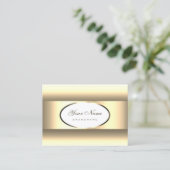 Witte en Crème Ombre Licht Goud Ovaal Decor Grens Visitekaartje (Staand voorkant)