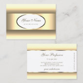 Witte en Crème Ombre Licht Goud Ovaal Decor Grens Visitekaartje (Voorkant / Achterkant)