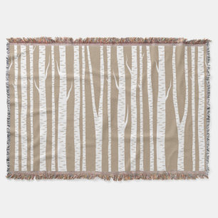 Witte en crème Tan berken Bomen Deken