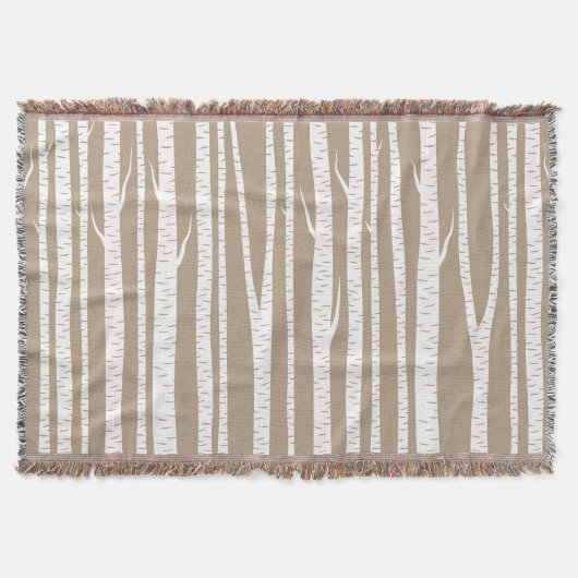 Witte en crème Tan berken Bomen Deken (Voorkant)