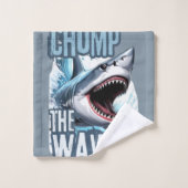 Witte en cyaan haai grafische graffiti-stijl kunst bad handdoek (Wasdoekje)