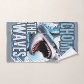 Witte en cyaan haai grafische graffiti-stijl kunst bad handdoek (Handdoek)