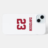 Witte en Diepe Rode Jersey Naam Nummer Custom Case-Mate iPhone Case (Achterkant (horizontaal))