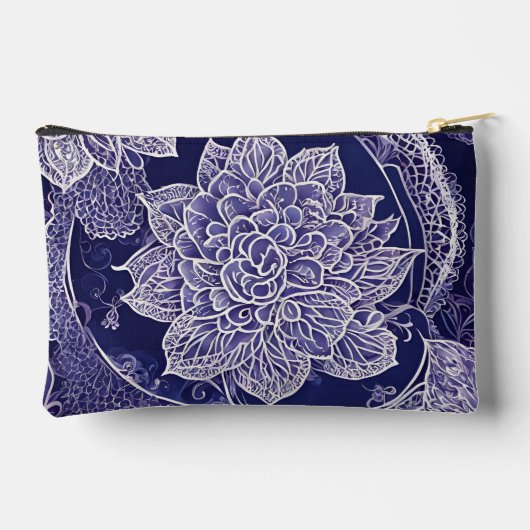 Witte en donkerblauwe bloempatronen AI-kunst Etui (Achterkant)