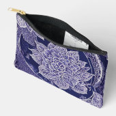 Witte en donkerblauwe bloempatronen AI-kunst Etui (Open)