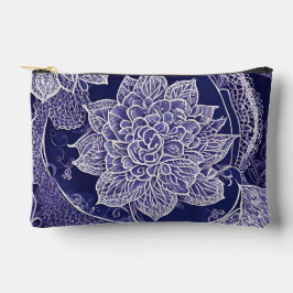 Witte en donkerblauwe bloempatronen AI-kunst Etui
