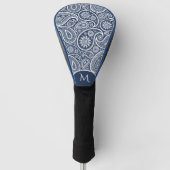 Witte en donkerblauwe  paisleypatroon golfheadcover (Voorkant)