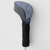 Witte en donkerblauwe  paisleypatroon golfheadcover (Schuin)