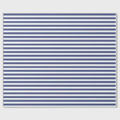 Witte en donkerblauwe streep cadeaupapier (Vlak)